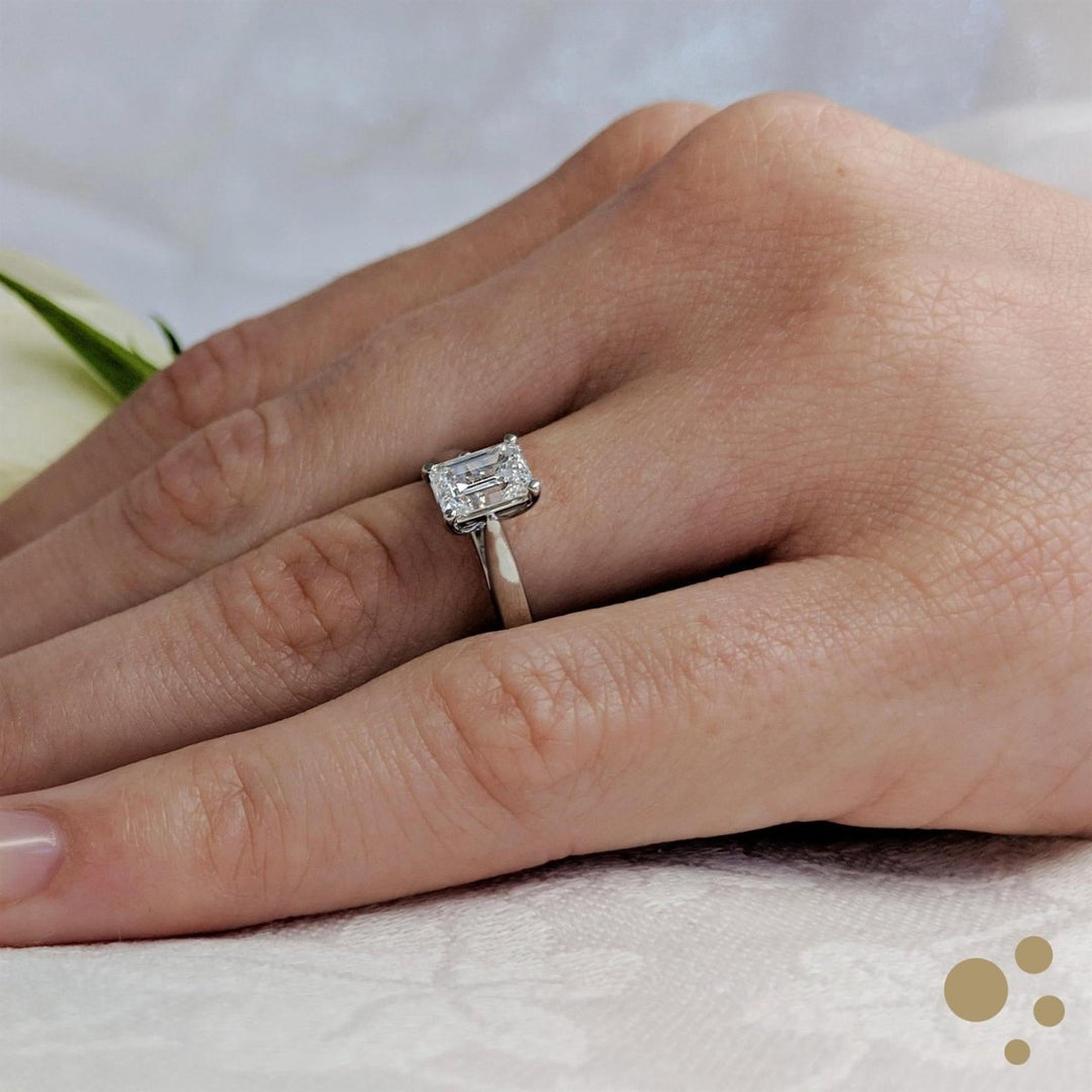 Classic Emerald Solitaire 1.00ct Diamond Platinum Ring - Deacon & Son