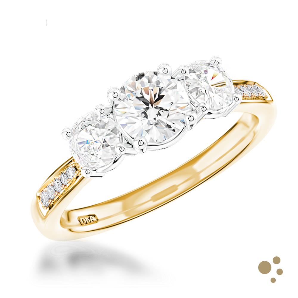 Memoire Three Stone 0.51ct Diamond Yellow Gold/Platinum Ring - Deacon & Son