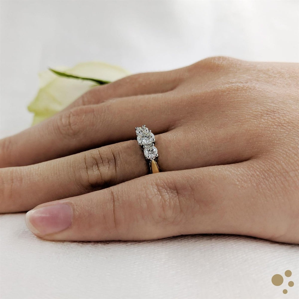 Trilogy Classic Three Stone 0.38ct Diamond Yellow Gold/Platinum Ring - Deacon & Son