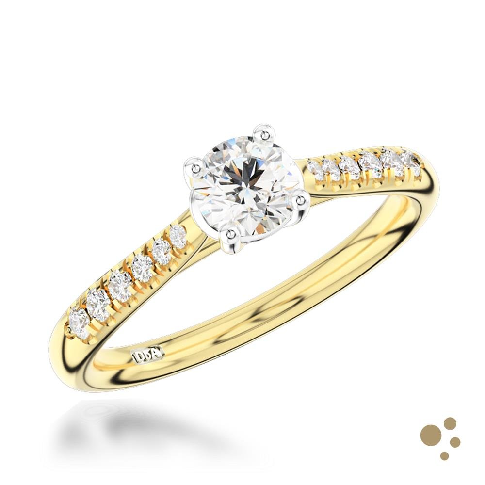 Skye Classic Round Solitaire 0.30ct Diamond Yellow Gold/Platinum Ring - Deacon & Son
