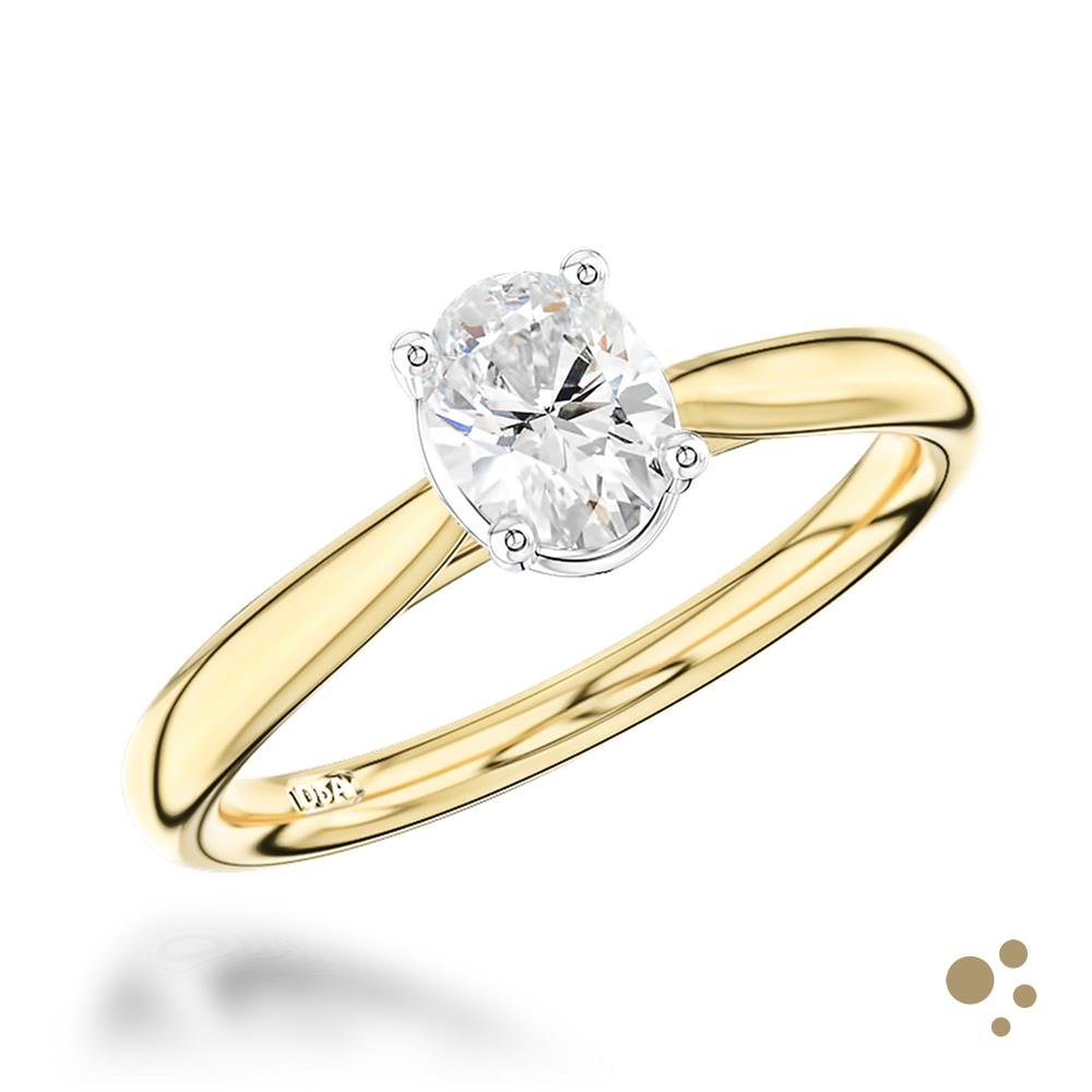 Classic Oval Solitaire 0.80ct Diamond Yellow Gold/Platinum Ring - Deacon & Son