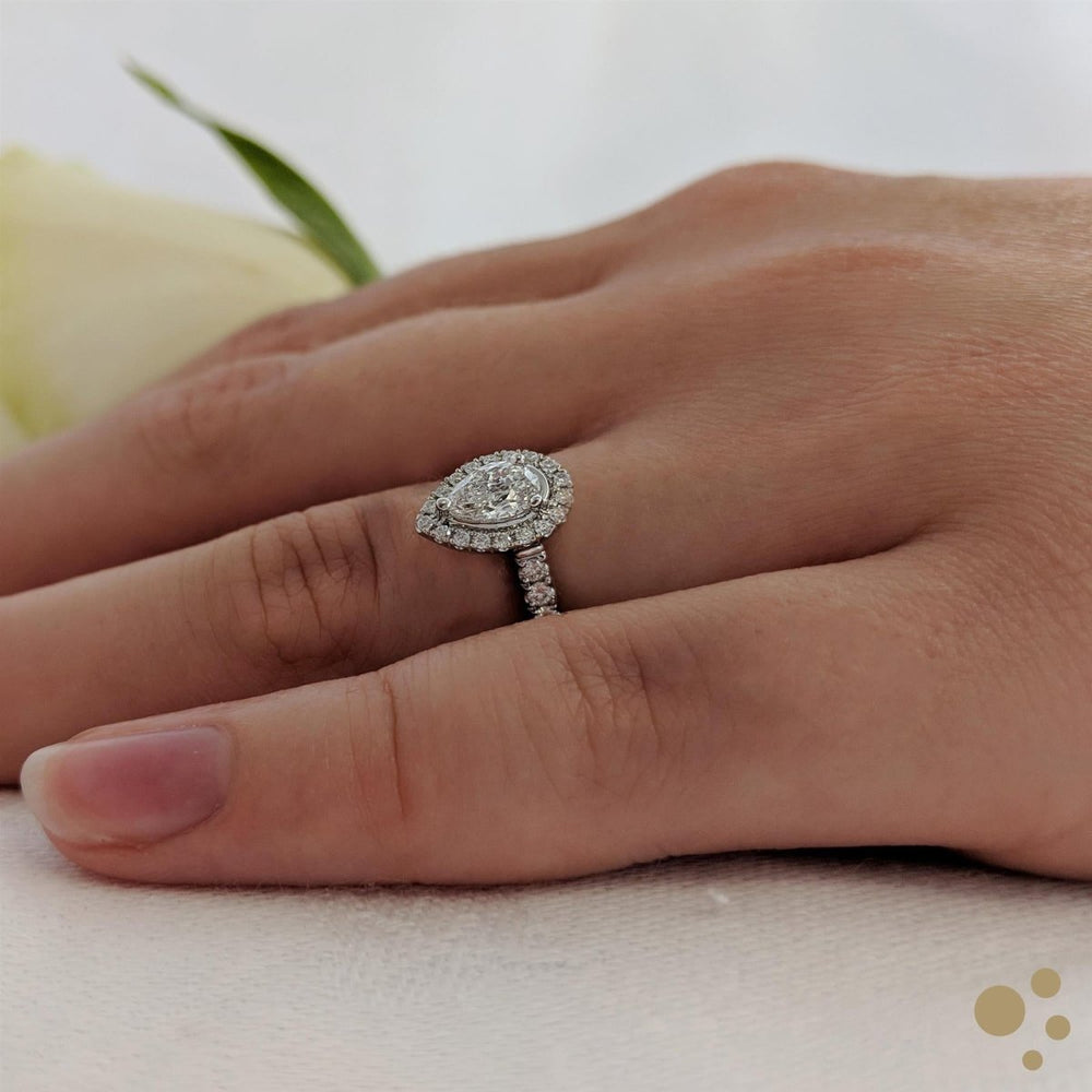 Skye Pear Halo 0.31ct Diamond Platinum Ring - Deacon & Son