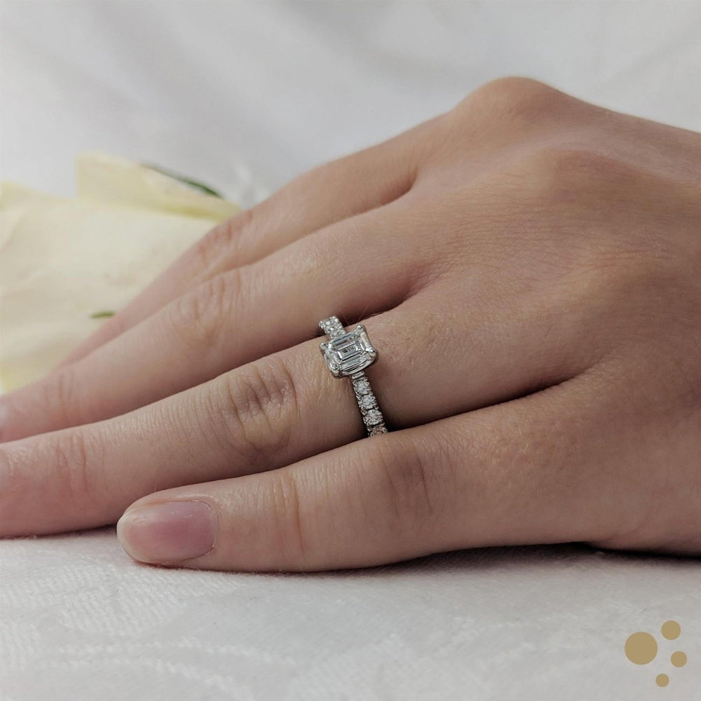 Skye Classic Emerald Solitaire 0.40ct Diamond Platinum Ring - Deacon & Son