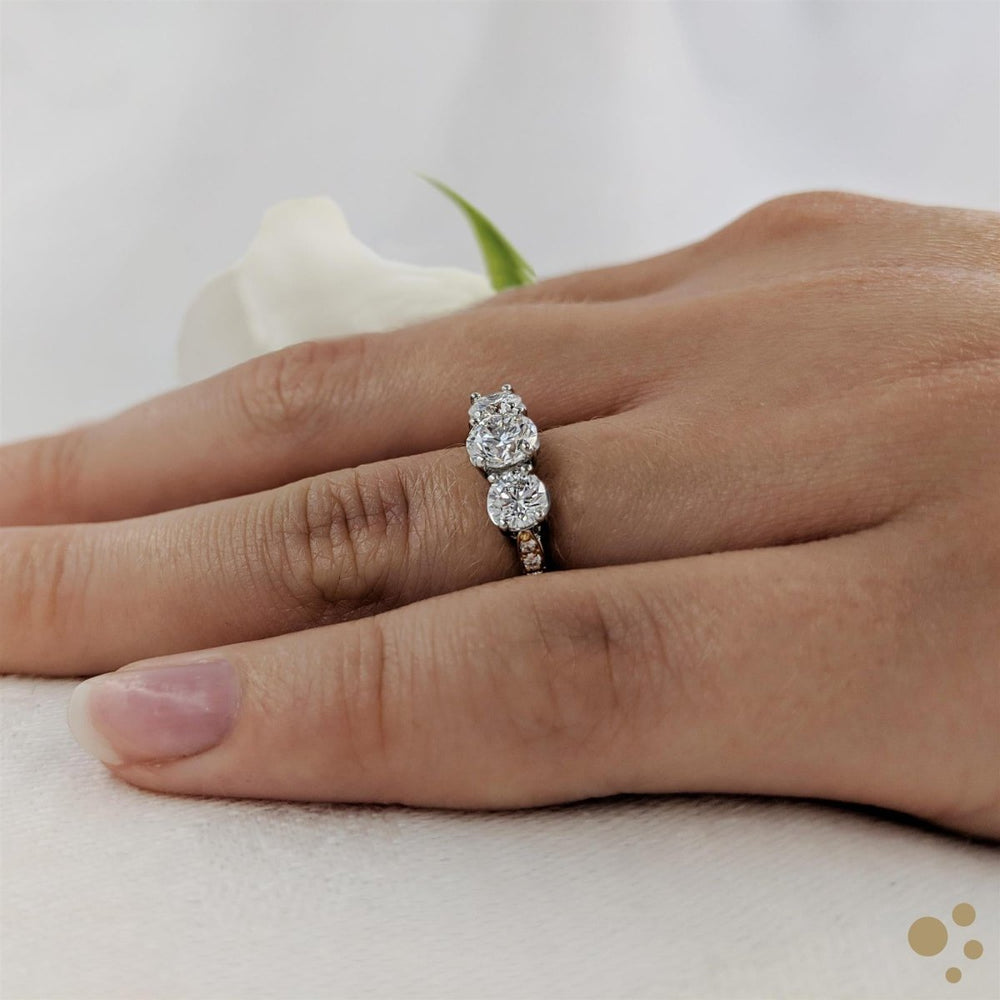 Memoire Three Stone 0.51ct Diamond Yellow Gold/Platinum Ring - Deacon & Son