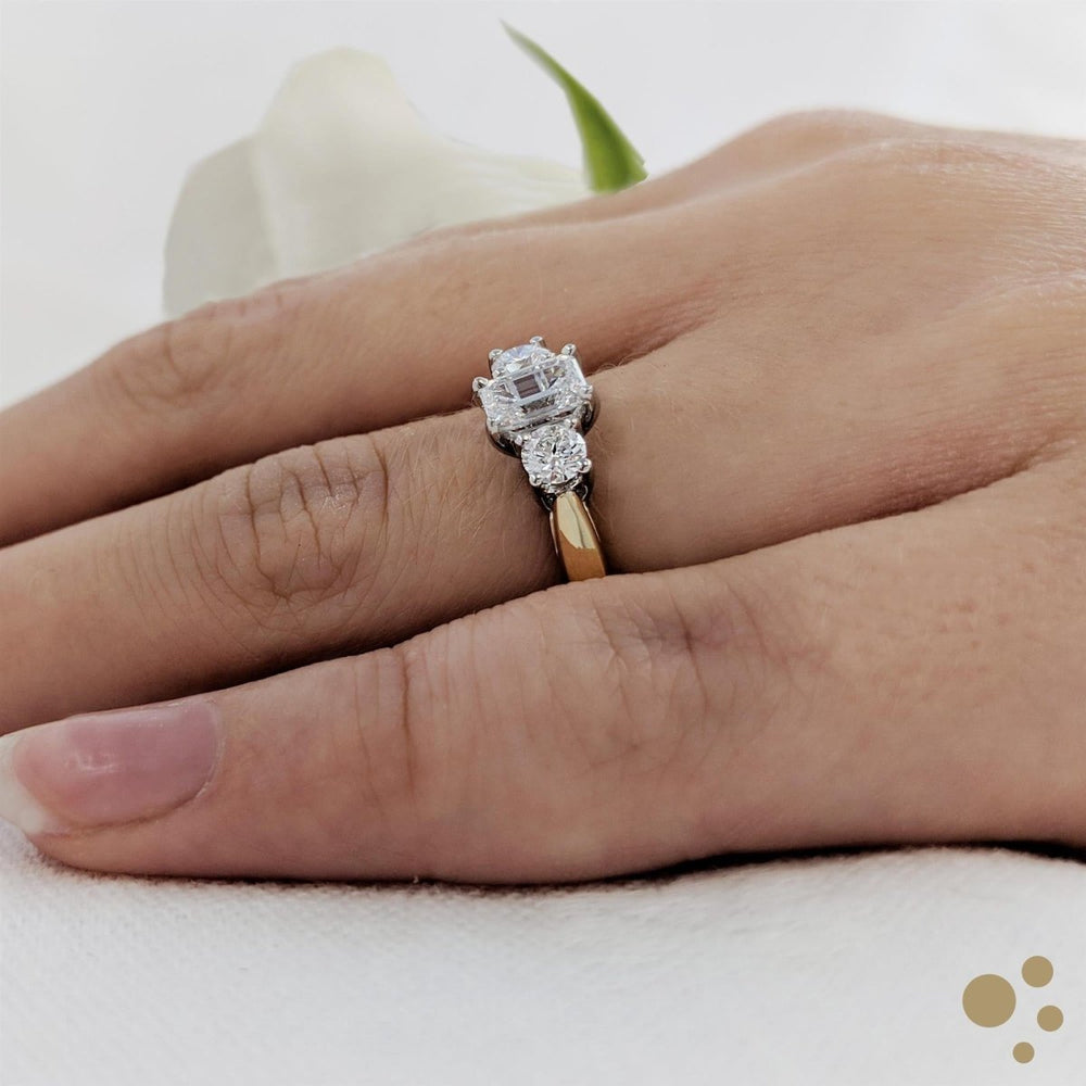 Royal Emerald Three Stone 0.50ct Diamond Yellow Gold/Platinum Ring - Deacon & Son