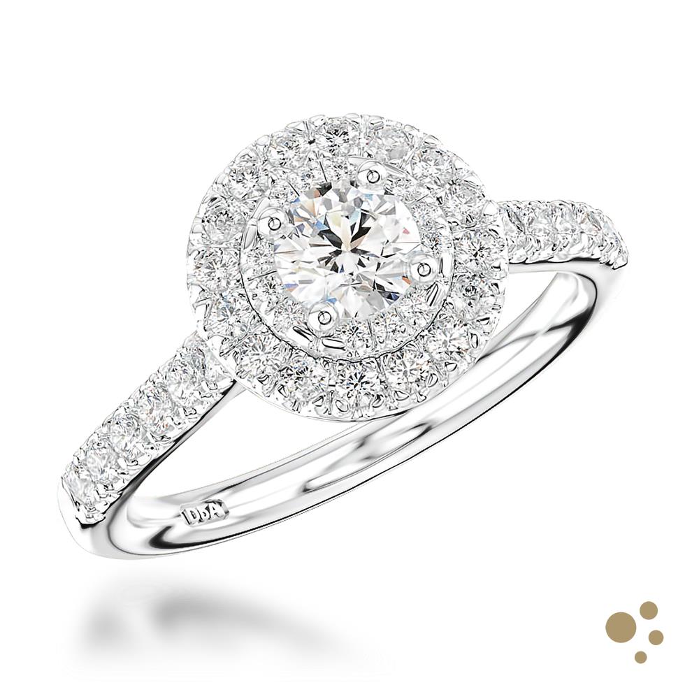 Skye Duo Round Halo 0.30ct Diamond Platinum Ring - Deacon & Son