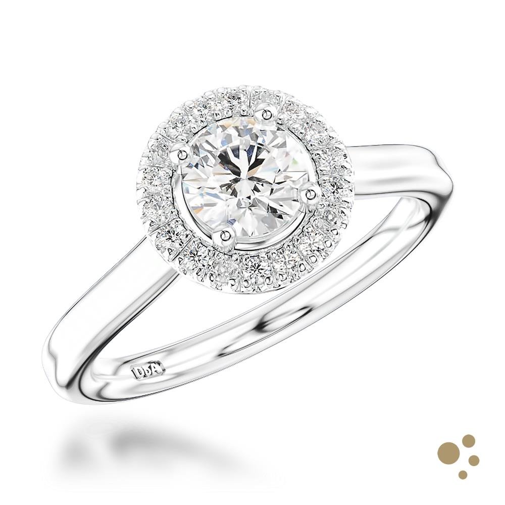 Skye Pure Halo 0.40ct Diamond Platinum Ring - Deacon & Son