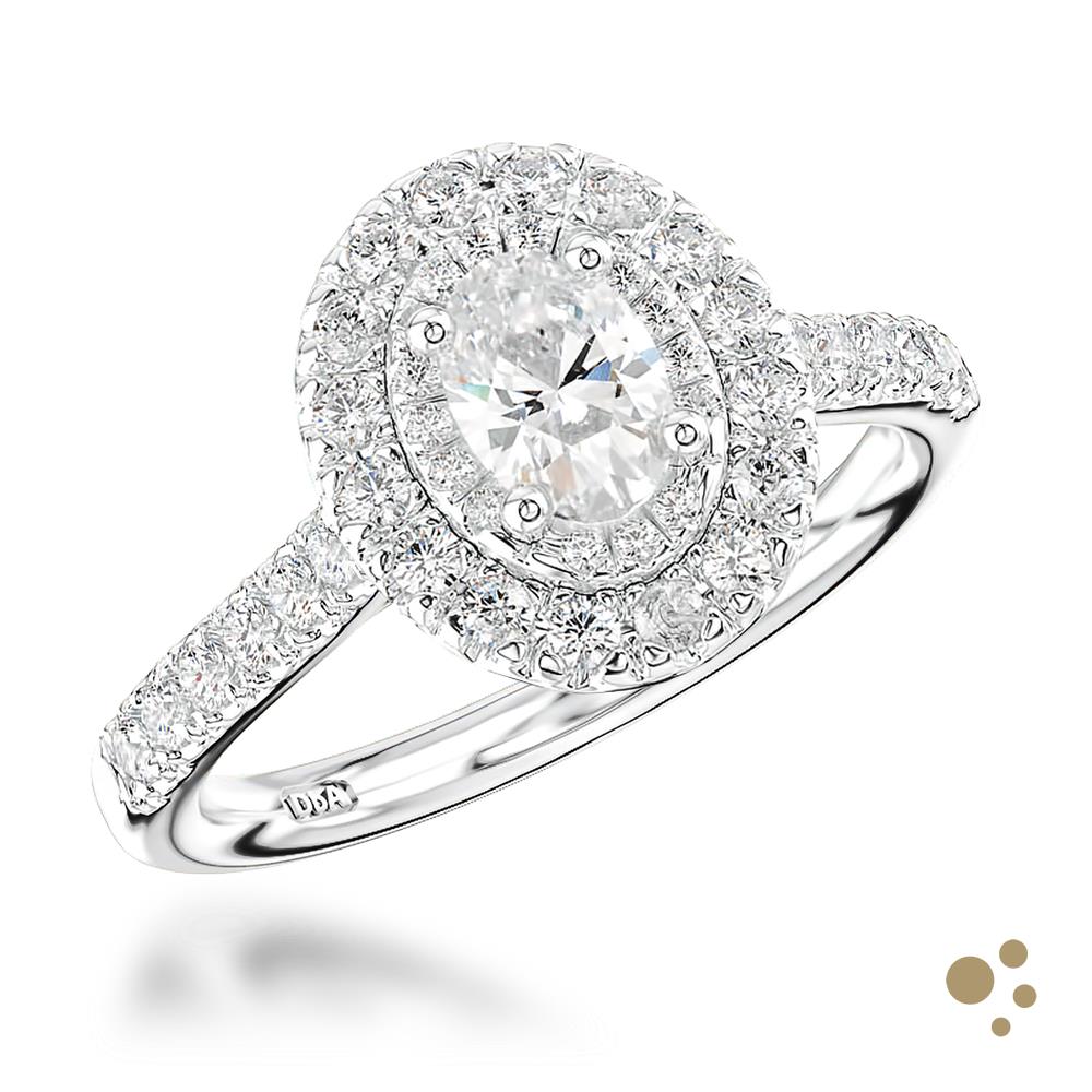 Skye Duo Oval Halo 0.50ct Diamond Platinum Ring - Deacon & Son