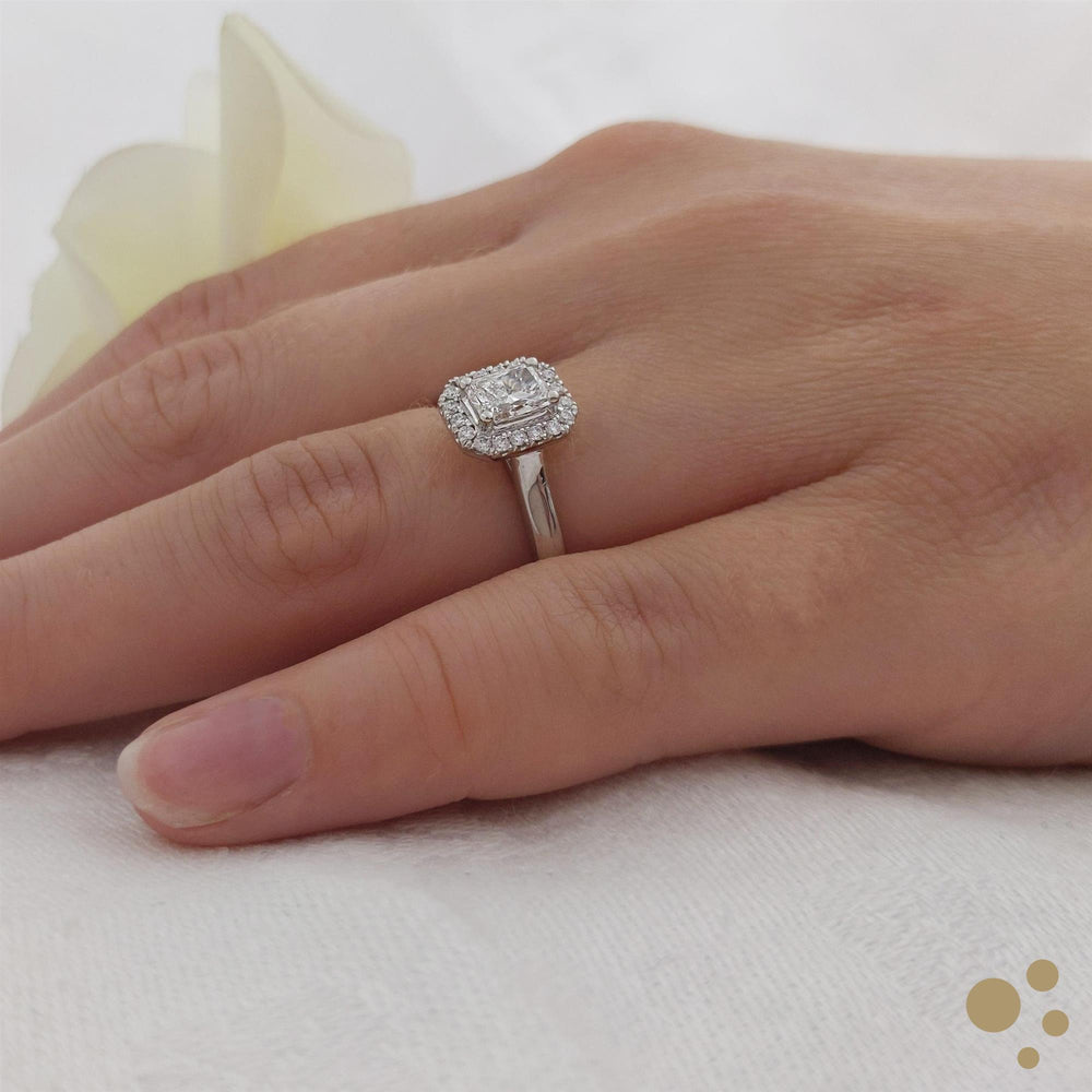 Skye Pure Radiant Halo 0.50ct Diamond Platinum Ring - Deacon & Son
