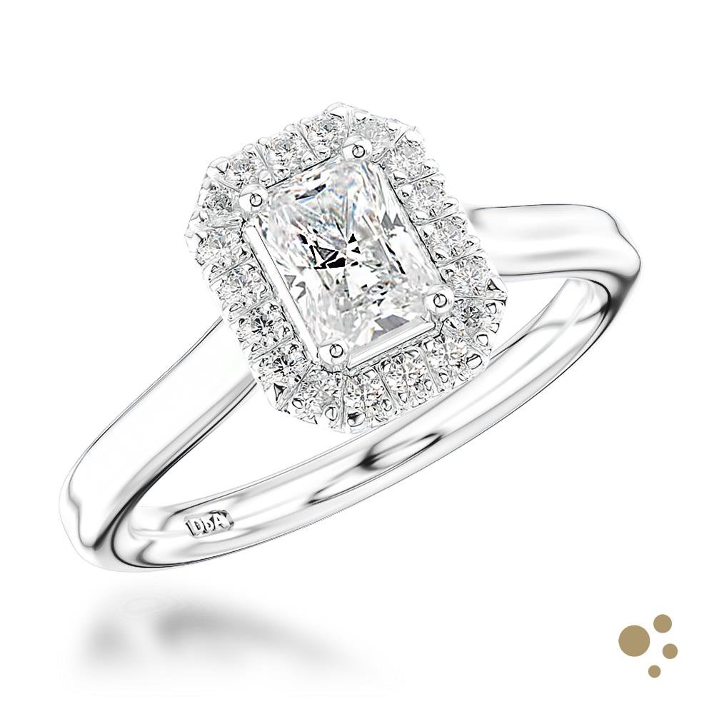 Skye Pure Radiant Halo 0.50ct Diamond Platinum Ring - Deacon & Son