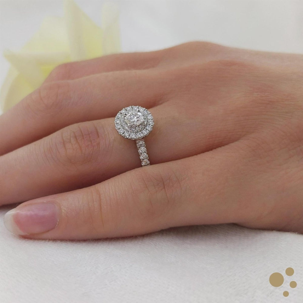 Skye Duo Round Halo 0.30ct Diamond Platinum Ring - Deacon & Son