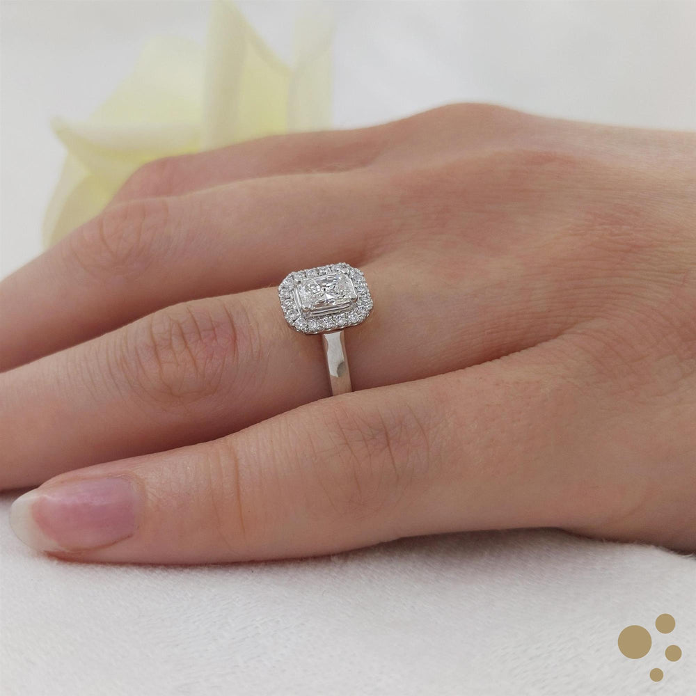 Skye Pure Radiant Halo 0.36ct Diamond Platinum Ring - Deacon & Son