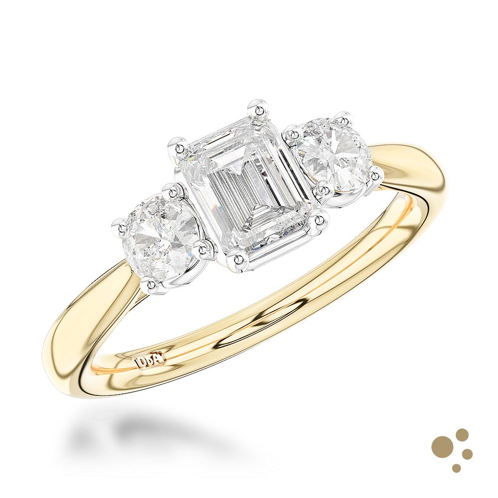 Royal Emerald Three Stone 0.50ct Diamond Yellow Gold/Platinum Ring - Deacon & Son