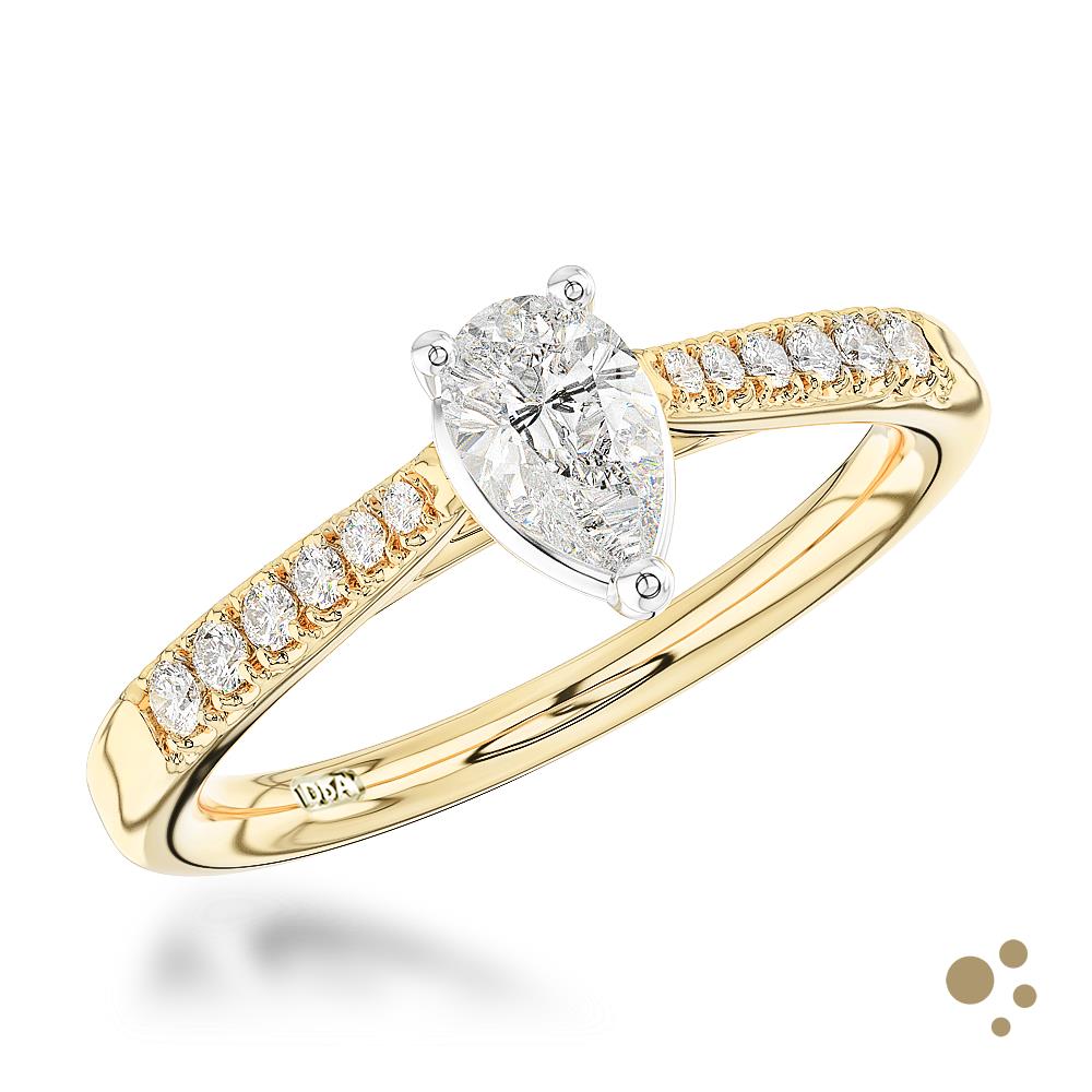 Skye Classic Pear Solitaire 0.33ct Diamond Yellow Gold/Platinum Ring - Deacon & Son