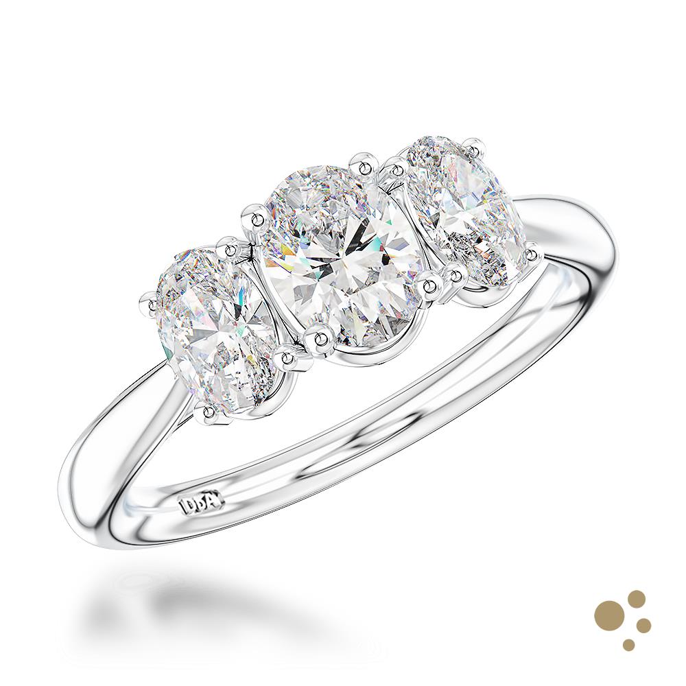 Florentina Oval Three Stone 0.50ct Diamond Platinum Ring - Deacon & Son