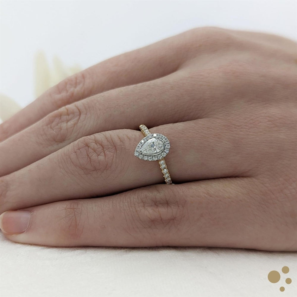 Skye Pear Halo 0.30ct Diamond Yellow Gold/Platinum Ring - Deacon & Son