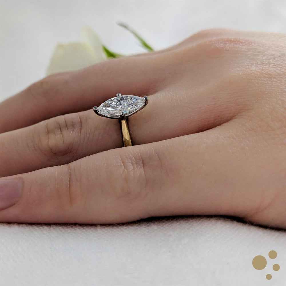 Classic Marquise Solitaire 0.41ct Diamond Yellow Gold/Platinum Ring - Deacon & Son