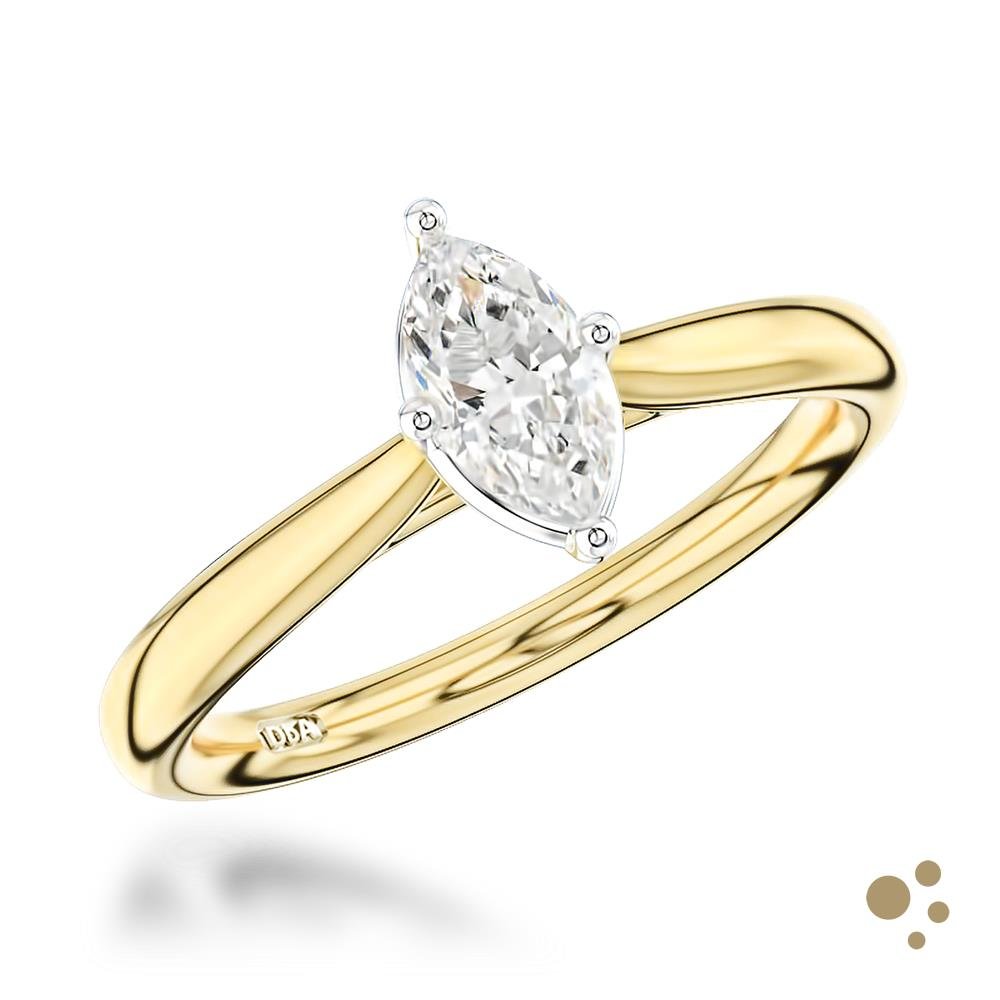 Classic Marquise Solitaire 0.41ct Diamond Yellow Gold/Platinum Ring - Deacon & Son