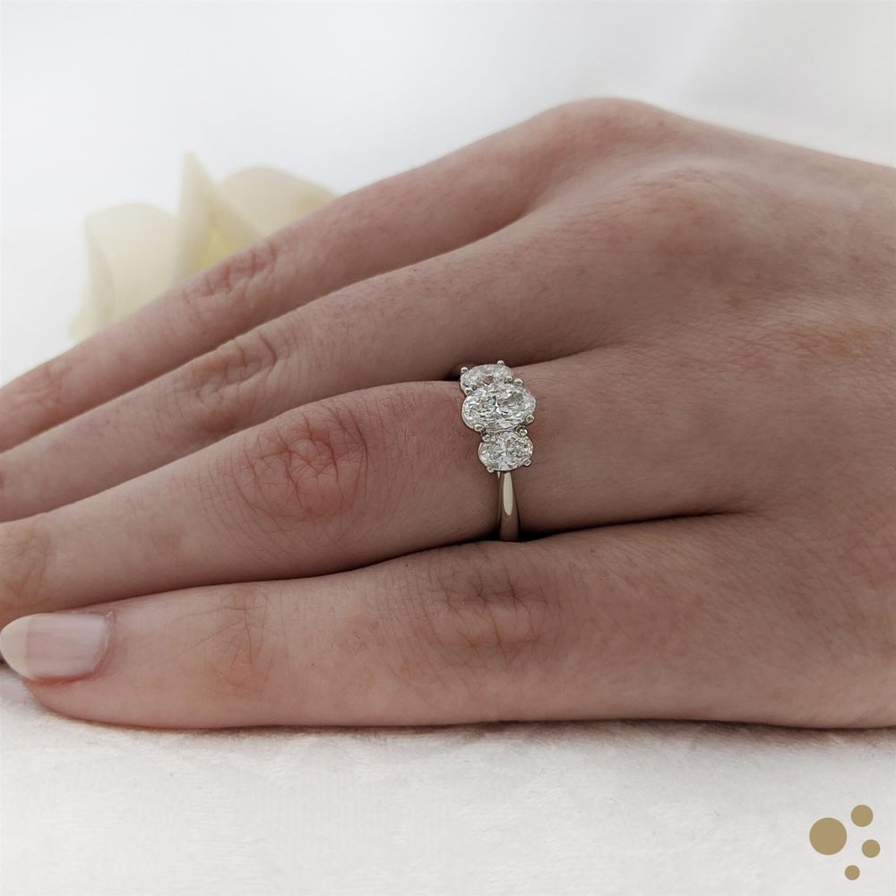 Florentina Oval Three Stone 0.50ct Diamond Platinum Ring - Deacon & Son