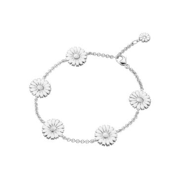 Daisy Bracelet Silver Rhodium Plated with White Enamel - Deacon & Son