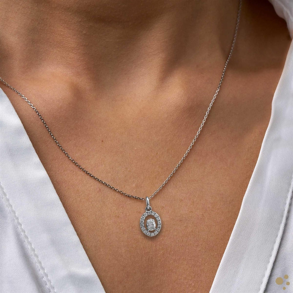 Skye Oval Petite Pendant 0.15ct Diamond Platinum Ring - Deacon & Son
