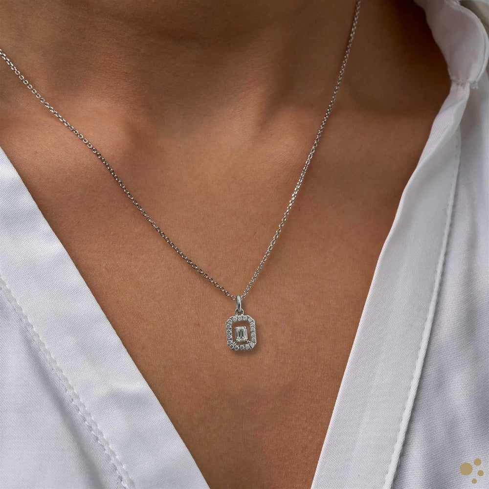 Skye Emerald Petite Pendant 0.16ct Diamond Platinum Ring - Deacon & Son