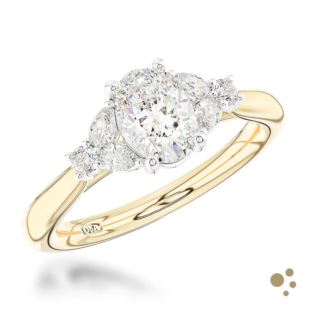 Amara Oval Solitaire 0.90ct Diamond Yellow Gold/Platinum Ring - Deacon & Son