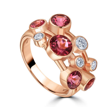 Pink Tourmaline and Diamond Bubble Ring - Deacon & Son