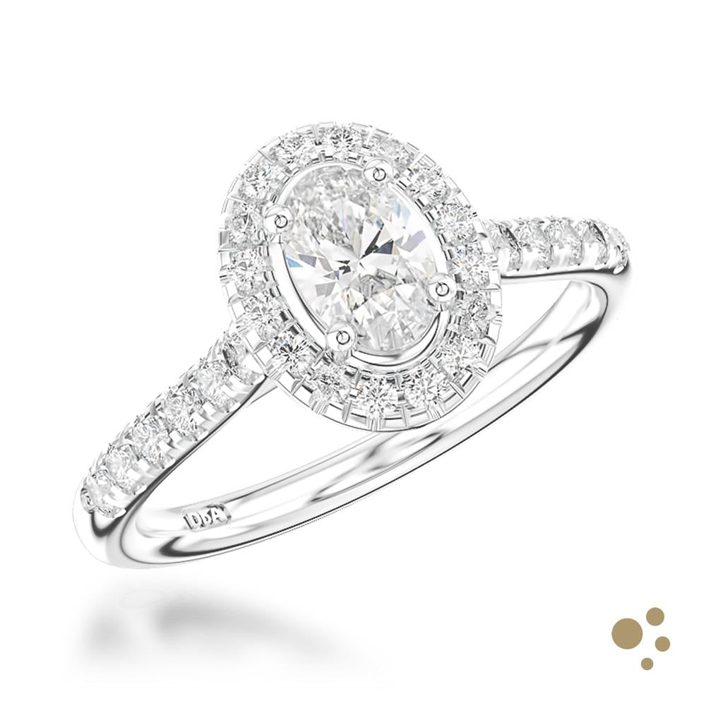 Skye Oval Halo 0.50ct Diamond Platinum Ring - Deacon & Son