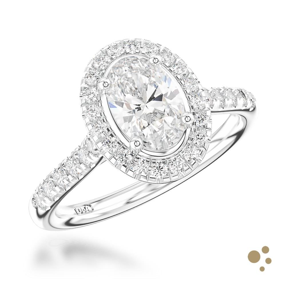 Skye Oval Halo 0.71ct Diamond Platinum Ring - Deacon & Son