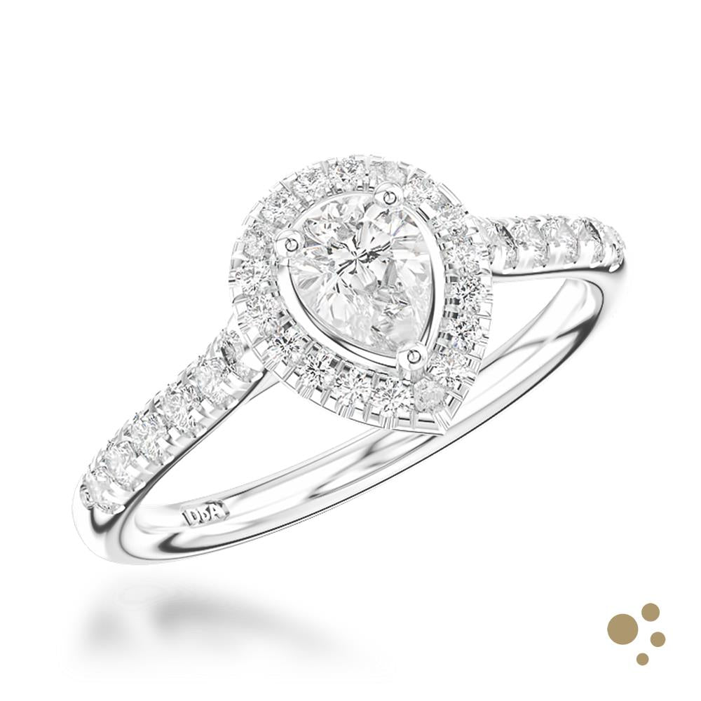Skye Pear Halo 0.31ct Diamond Platinum Ring - Deacon & Son