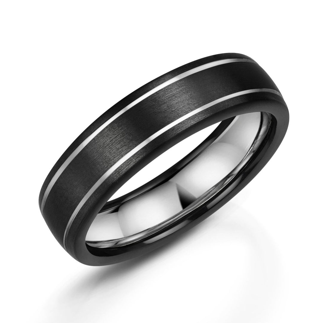 Zedd Duo Silver & Zirconium Ring - Deacon & Son