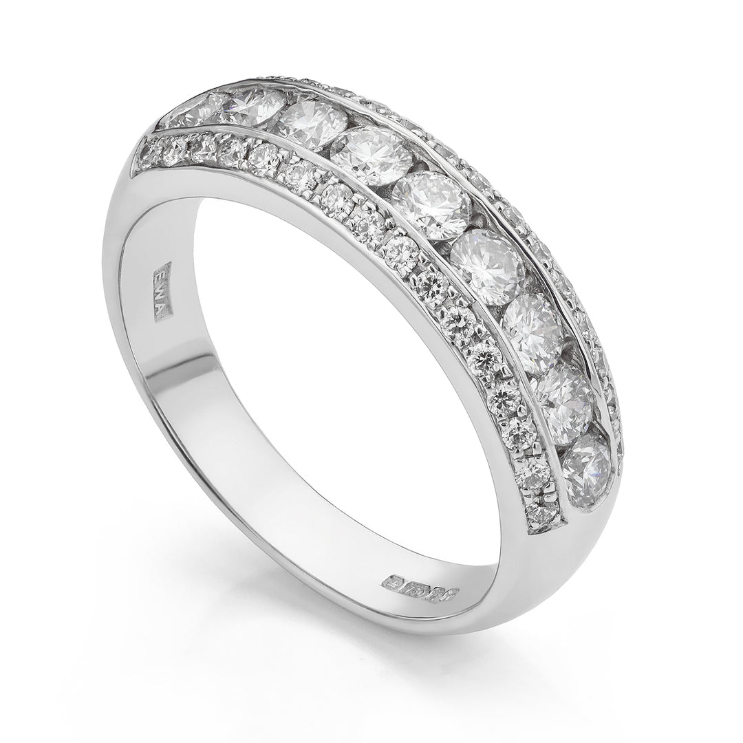 3 - Row Diamond Half Eternity Ring - Deacon & Son