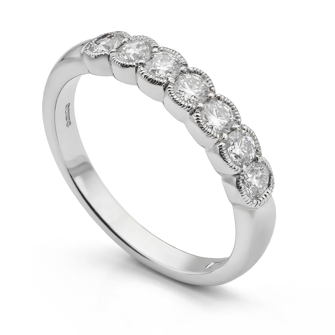 Platinum 7 stone diamond half eternity ring - Deacon & Son