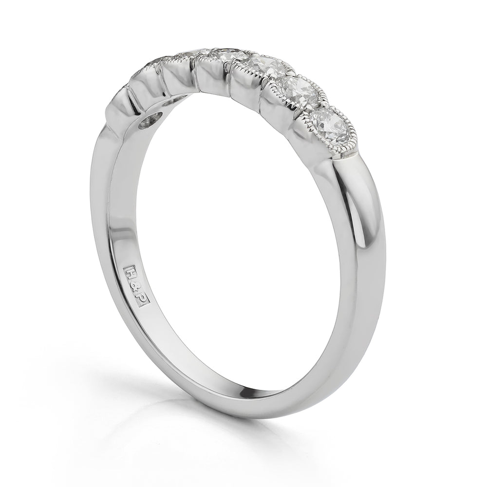 Platinum 7 stone diamond half eternity ring - Deacon & Son