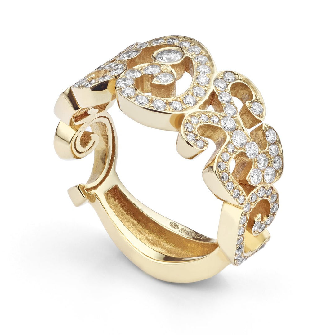 Scroll Patterned Diamond Dress Ring - Deacon & Son