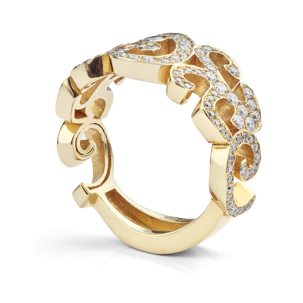 Scroll Patterned Diamond Dress Ring - Deacon & Son