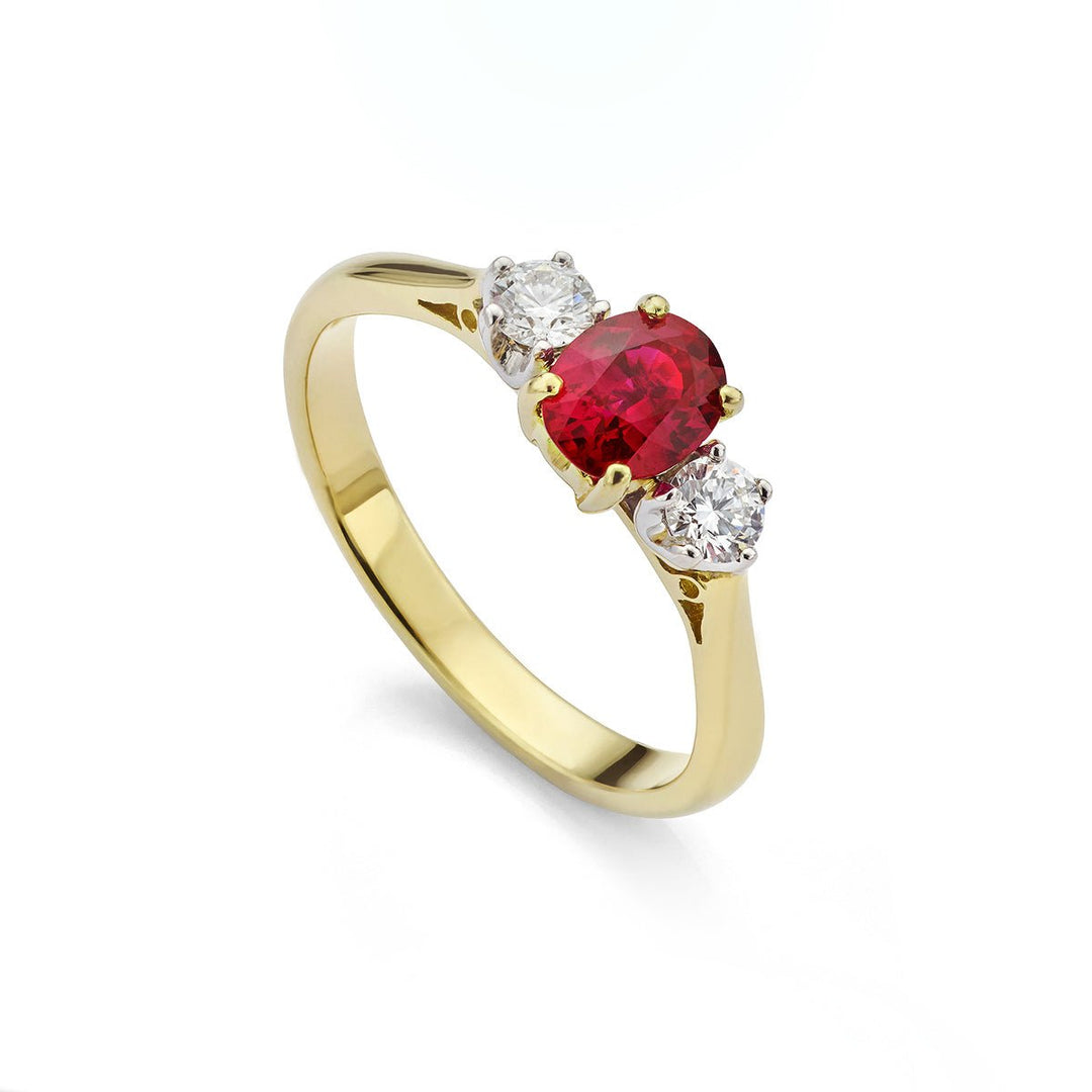 Ruby and Diamond 3 - Stone Ring - Deacon & Son