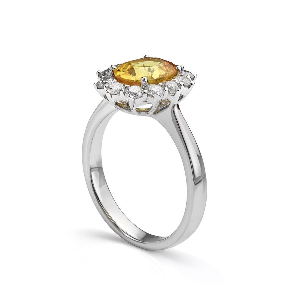 Yellow Sapphire and Diamond Cluster Ring - Deacon & Son