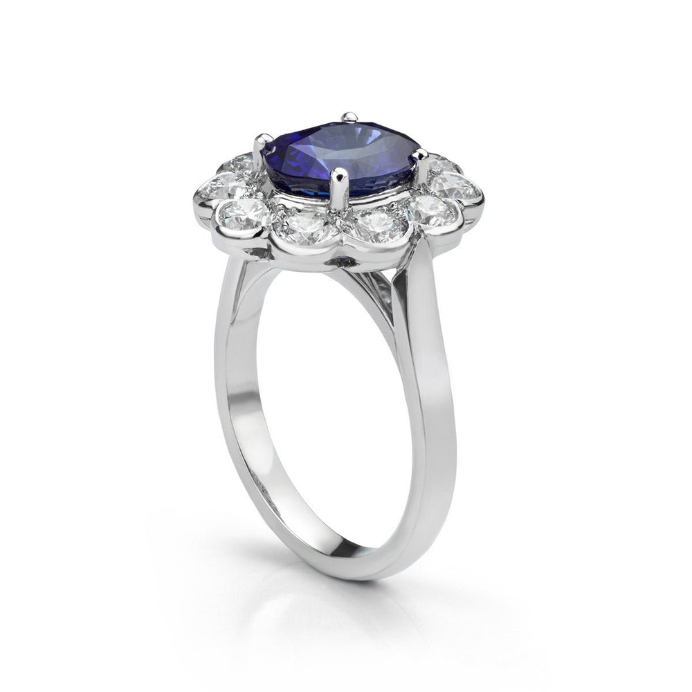 Sapphire and Diamond Oval Cluster Dress Ring - Deacon & Son