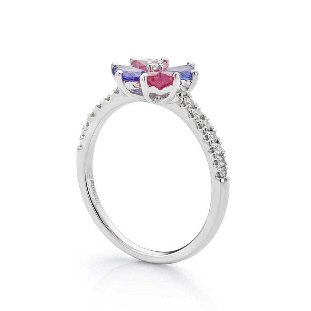 Tanzanite and Pink Tourmaline Floral Ring - Deacon & Son