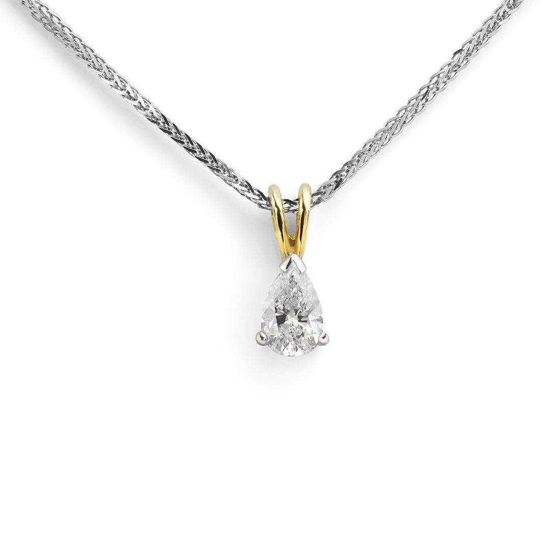 Solitaire Pear Cut Diamond Pendant - Deacon & Son