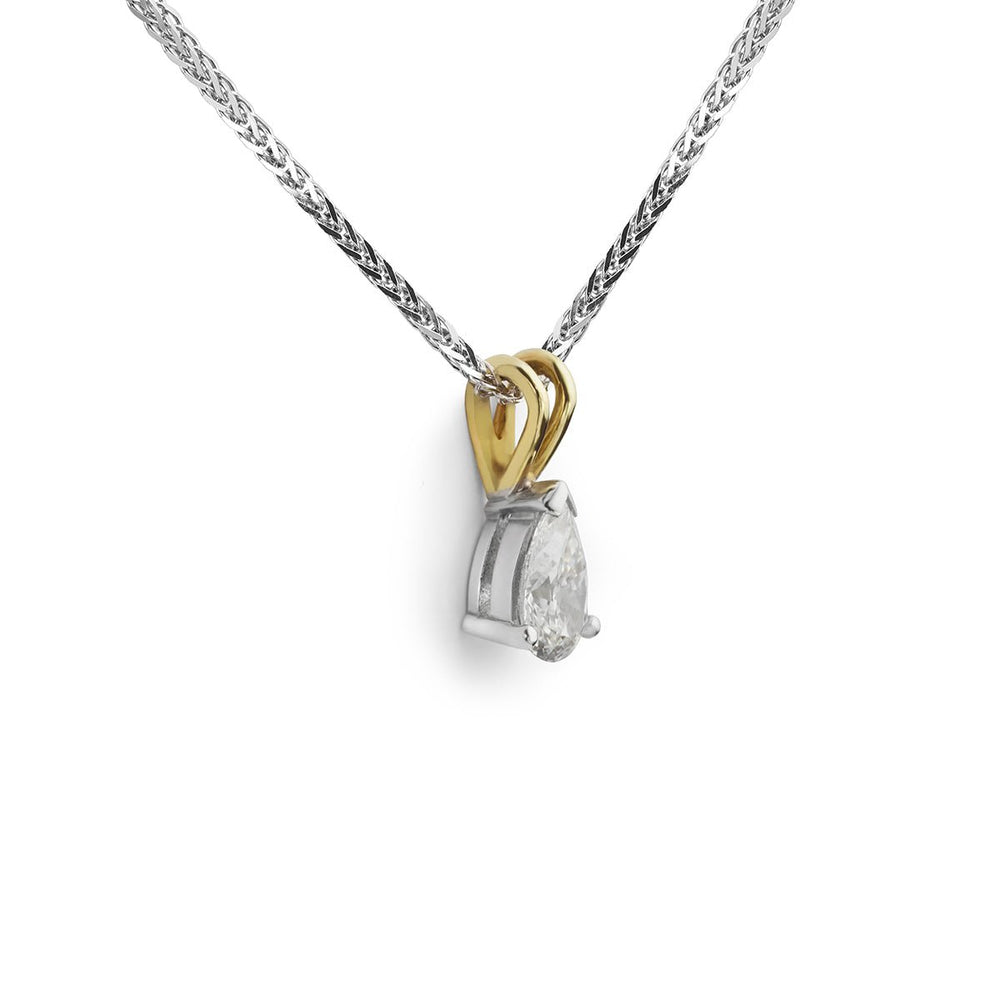 Solitaire Pear Cut Diamond Pendant - Deacon & Son