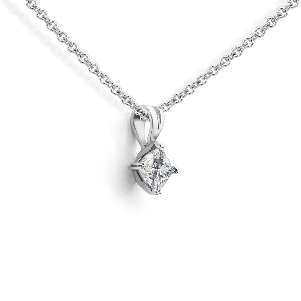 Platinum Single Stone Princess Cut Diamond Pendant - Deacon & Son