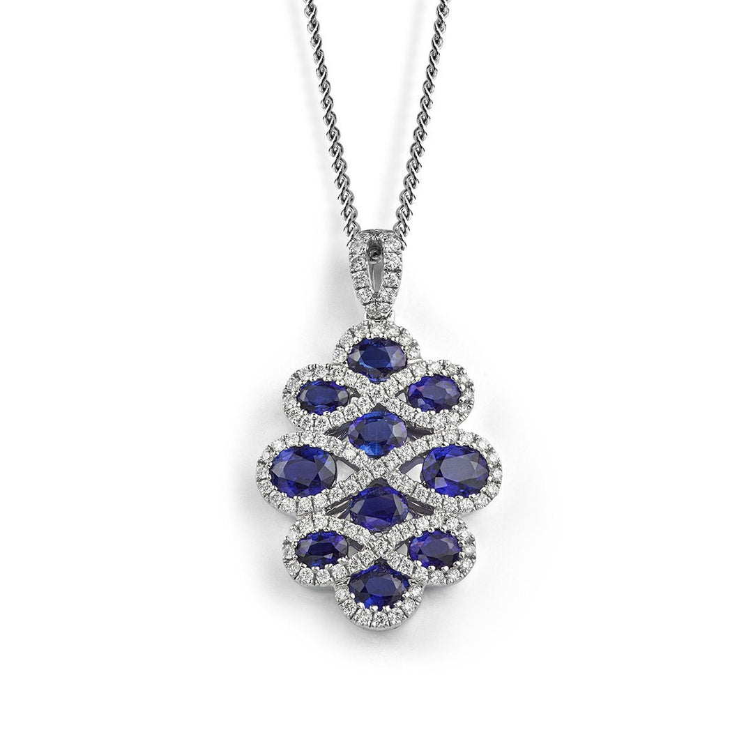 Sapphire and Diamond Infinity Style Pendant - Deacon & Son