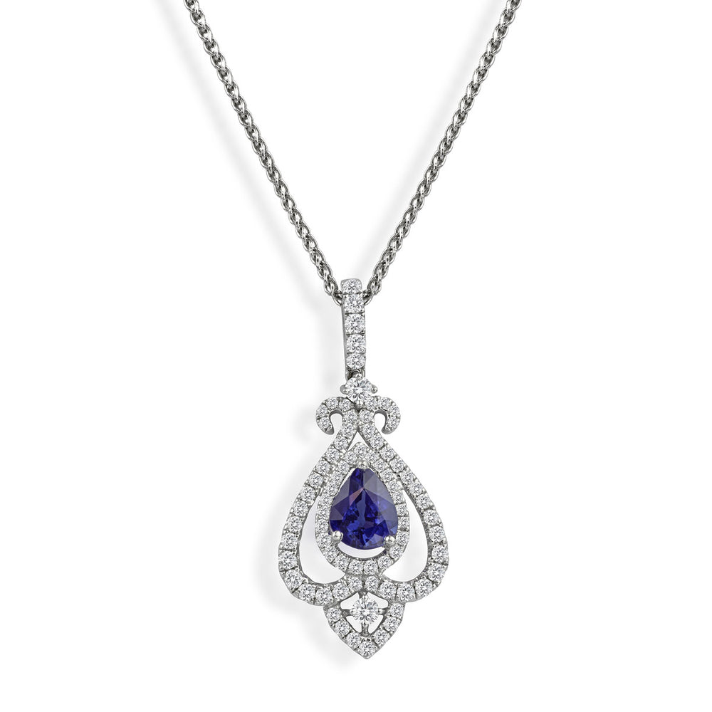 Sapphire and Diamond Cluster Pendant - Deacon & Son