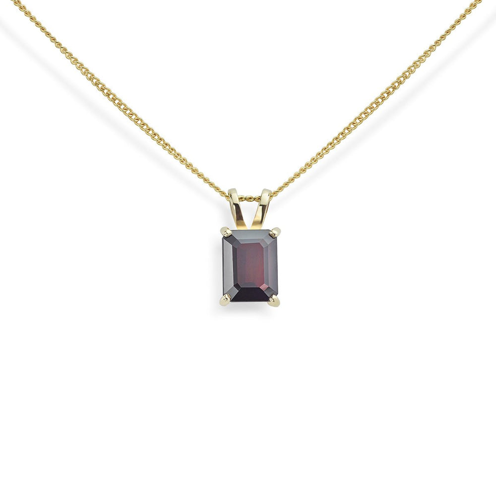 Garnet Emerald Cut Pendant - Deacon & Son