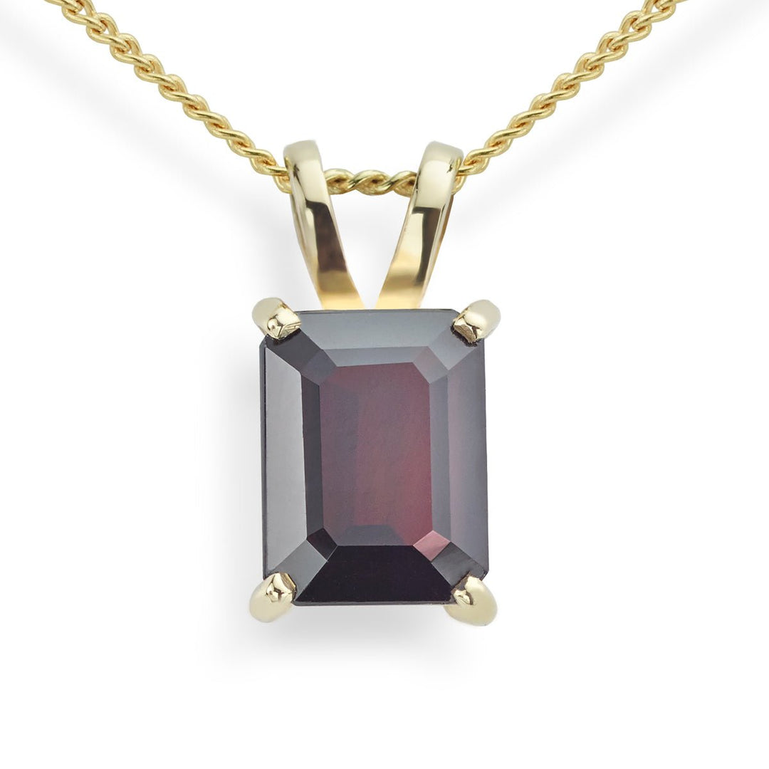 Garnet Emerald Cut Pendant - Deacon & Son