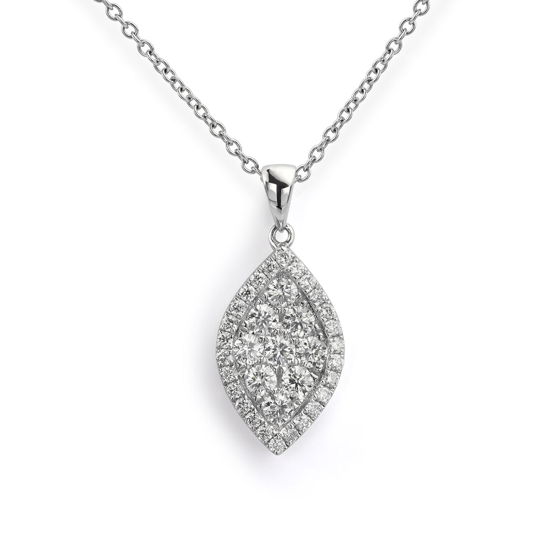 Marquise Shaped Diamond Cluster Pendant - Deacon & Son