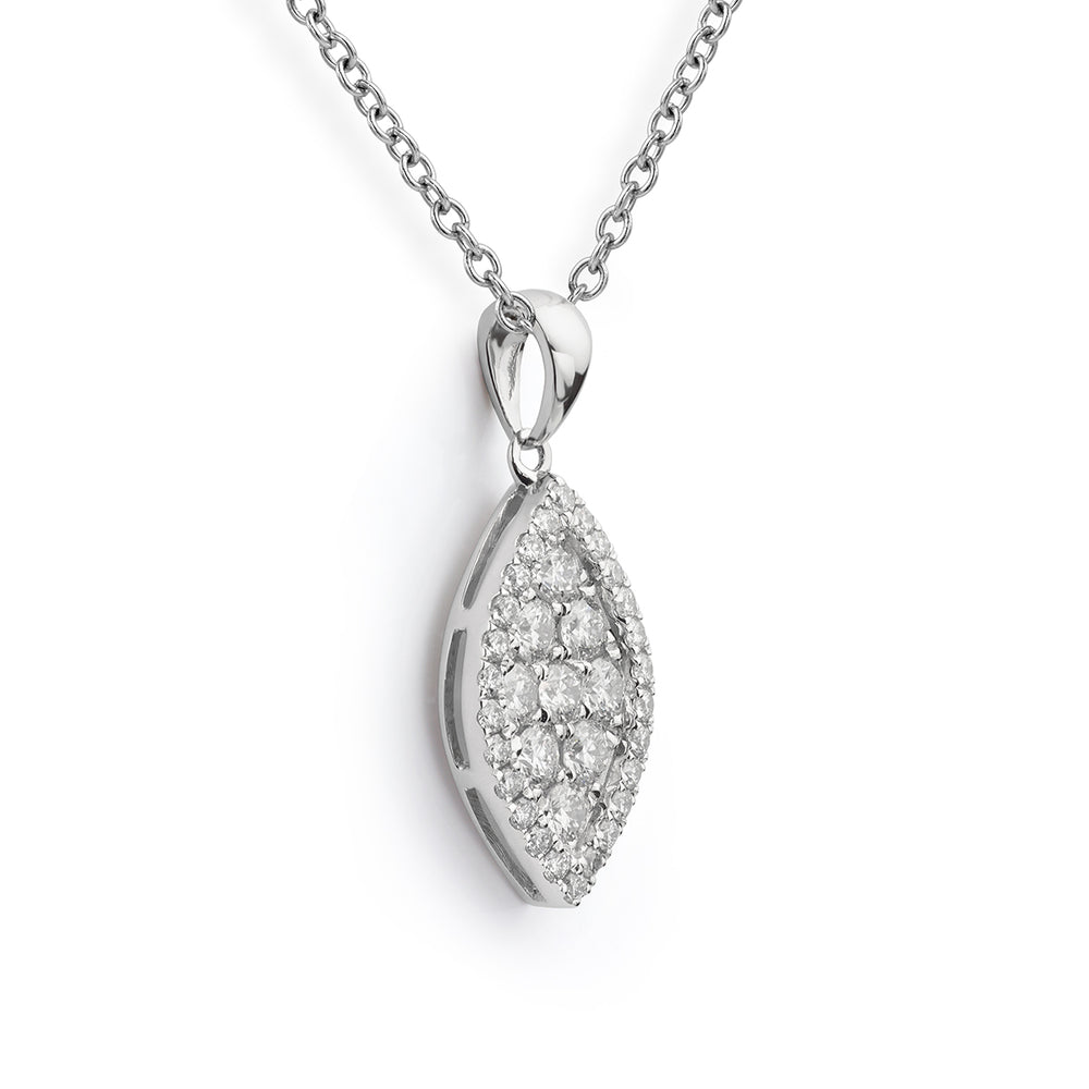 Marquise Shaped Diamond Cluster Pendant - Deacon & Son